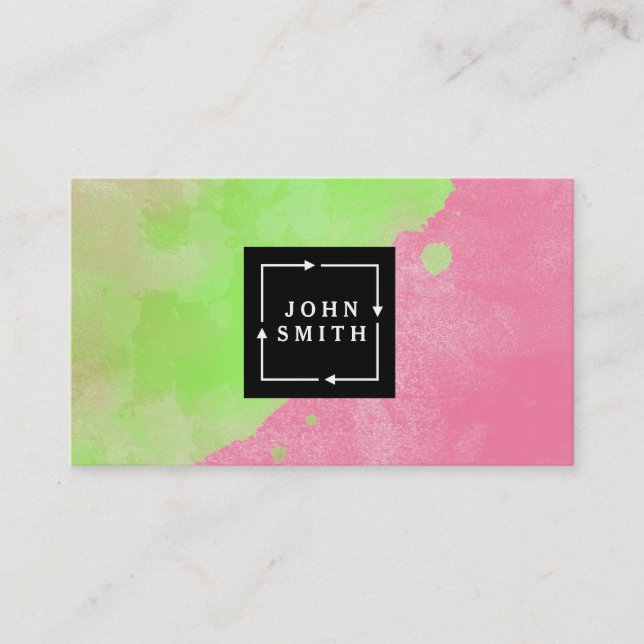 Modern Multi-colour Watercolors Cool Abstract Art Business Card (Front)