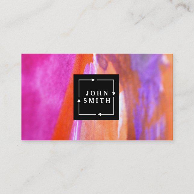 Modern Multi-colour Watercolors Cool Abstract Art Business Card (Front)