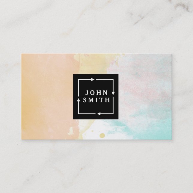 Modern Multi-colour Watercolors Cool Abstract Art Business Card (Front)