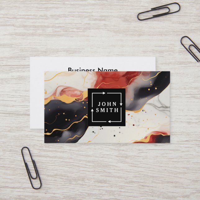 Modern Multi-colour Watercolors Cool Abstract Business Card (Front/Back In Situ)