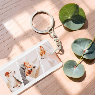 Modern Multi-Pet Owner Collage Keepsake Key Ring