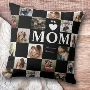 Modern Multi Photo Black & White Mum  Cushion