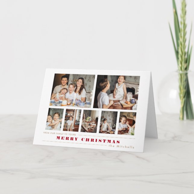 Modern Multi-Photo Christmas Collage Holiday Card (Front)