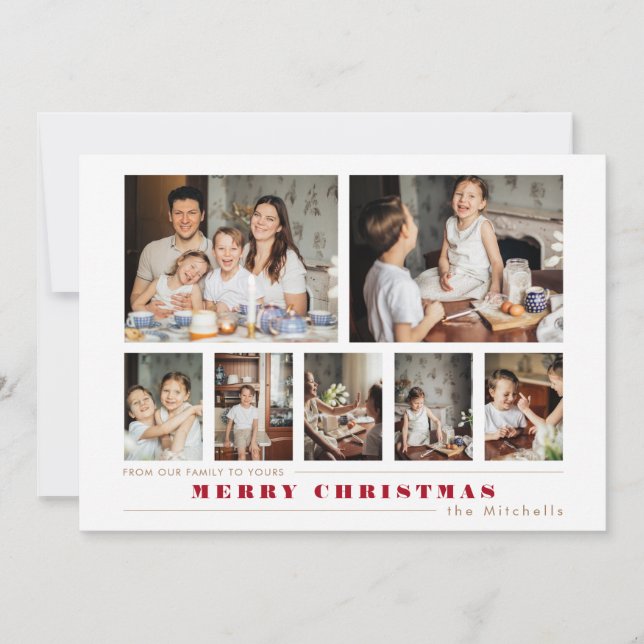 Modern Multi-Photo Christmas Collage Holiday Card (Front)