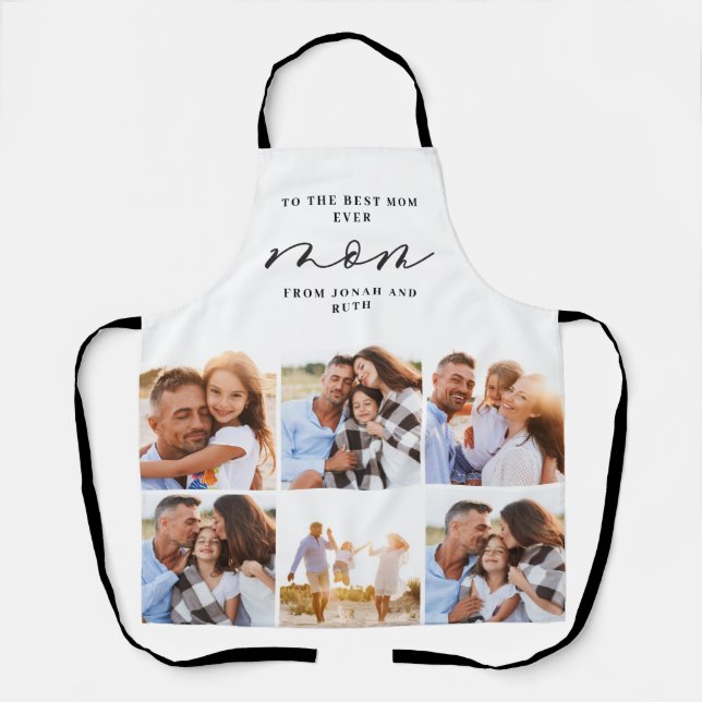 modern multi Photo collage black mum gift Apron (Front)
