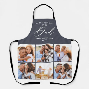 modern multi Photo collage dad script Apron