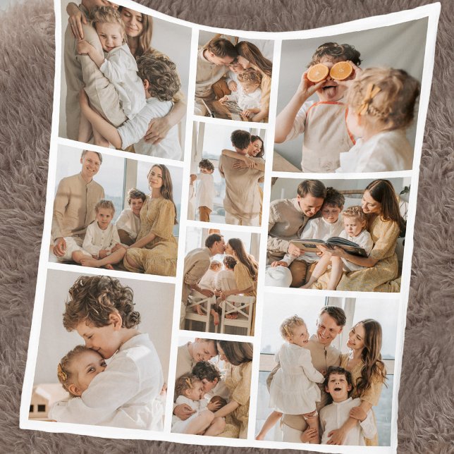Modern Multi Photo Collage Family Fleece Blanket (Creator Uploaded)