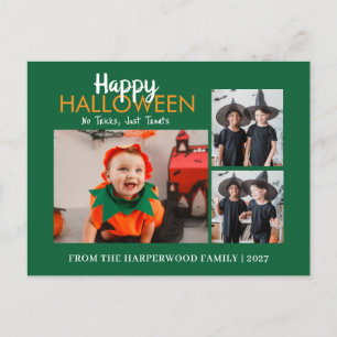 Modern Multi Photo Collage Happy Halloween Holiday Postcard