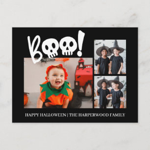 Modern Multi Photo Collage Happy Halloween Holiday Postcard