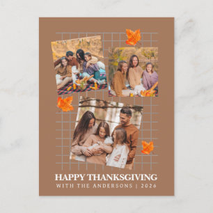 Modern Multi Photo Collage Happy Thanksgiving Holiday Postcard