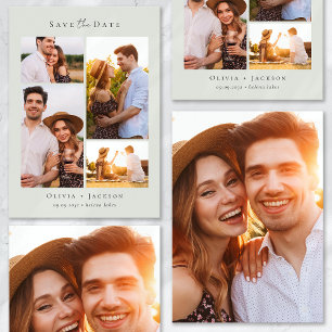 Modern Multi Photo Collage Wedding Save The Date