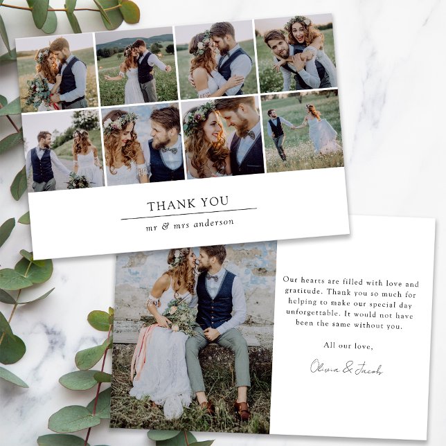 Modern Multi Photo Collage Wedding Thank You Card (Creator Uploaded)