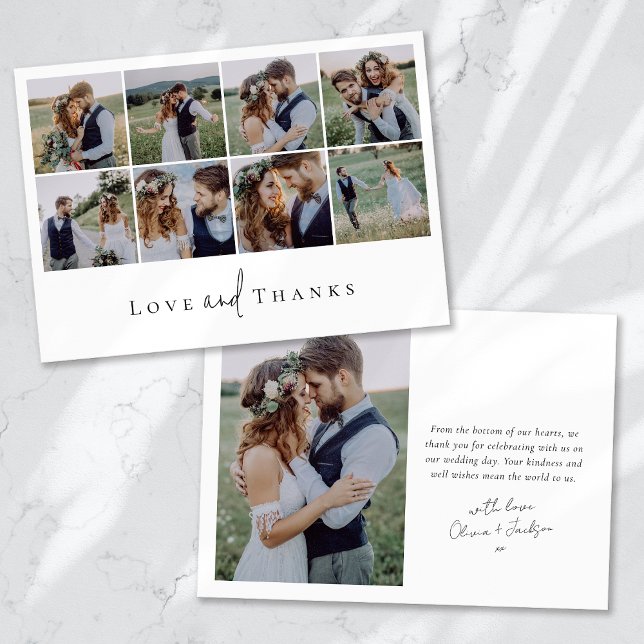 Modern Multi Photo Collage Wedding Thank You Card (Creator Uploaded)