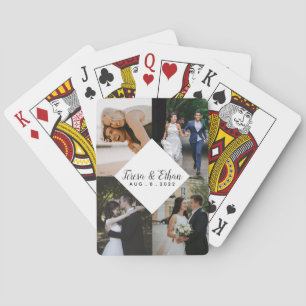 Modern Multi-Photo Collage White Triangle Playing Cards