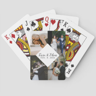 Modern Multi-Photo Collage White Triangle Playing Cards