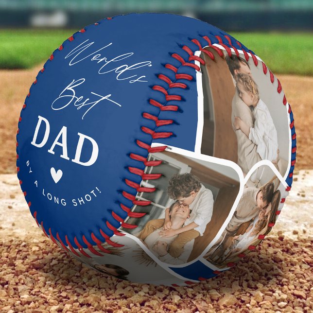 Modern Multi Photo Collage World's Best Dad Baseball (Creator Uploaded)