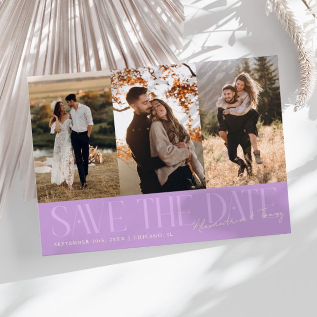 Modern Multi Photo Couple's Signature Wisteria Save The Date (Creator Uploaded)