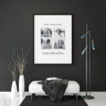 Modern multi photo dad gift elegant black white fo poster<br><div class="desc">Modern multi photo dad gift elegant family black and white contemporary stylish gift.</div>