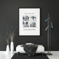 Modern multi photo dad gift elegant black white fo