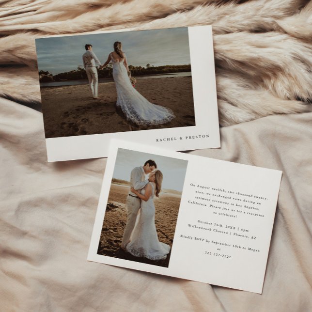 Modern Multi Photo Elopement & Wedding Reception Invitation (Creator Uploaded)