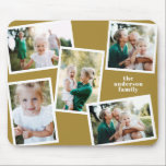 Modern multi photo family mustard simple mouse pad<br><div class="desc">Modern stylish multi photo family home decor. The mustard colour can be changed.</div>