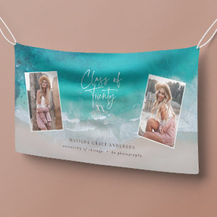 Modern multi photo graduation ocean beach modern banner