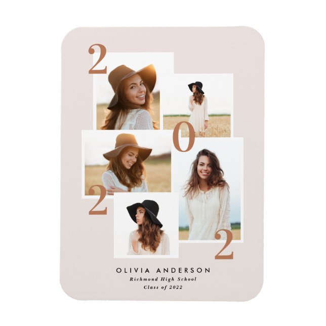 Modern multi photo graphic geometric terracotta an magnet (Vertical)