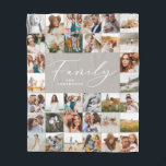 Modern multi photo grey script family elegant fleece blanket<br><div class="desc">Modern minimal multi photo script family. With space for 34 photographs. Ideal gift available for mums,  dads,  grand,  grandad of any family members,  Christmas,  anniversary,  birthday,  mothers day and fathers day. Stunning grey elegant script text.</div>