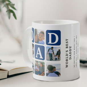 Modern Multi Photo Grid Cute DAD Gift Coffee Mug