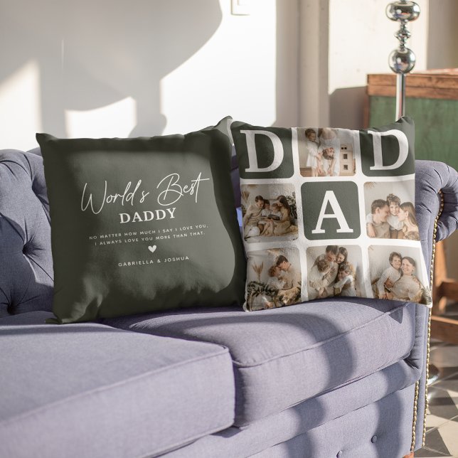 Modern Multi Photo Grid Cute DAD Gift Cushion (Creator Uploaded)