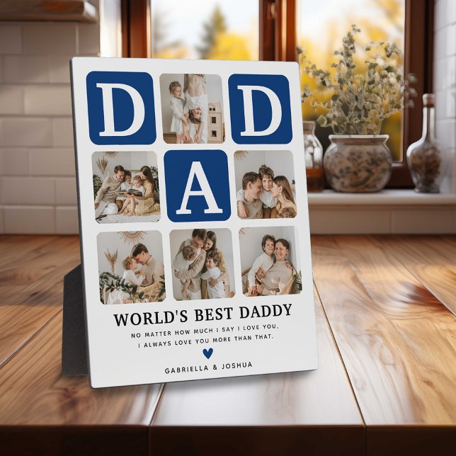 Modern Multi Photo Grid Cute DAD Gift  Plaque (Creator Uploaded)