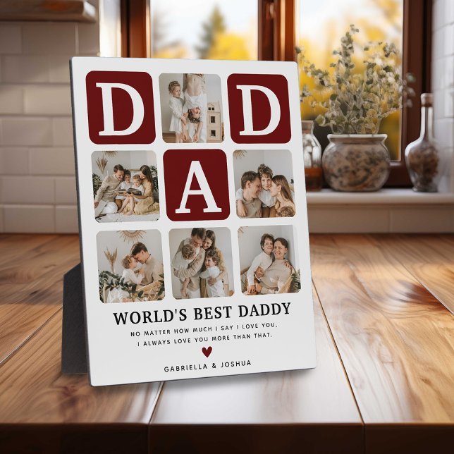 Modern Multi Photo Grid Cute DAD Gift  Plaque (Creator Uploaded)