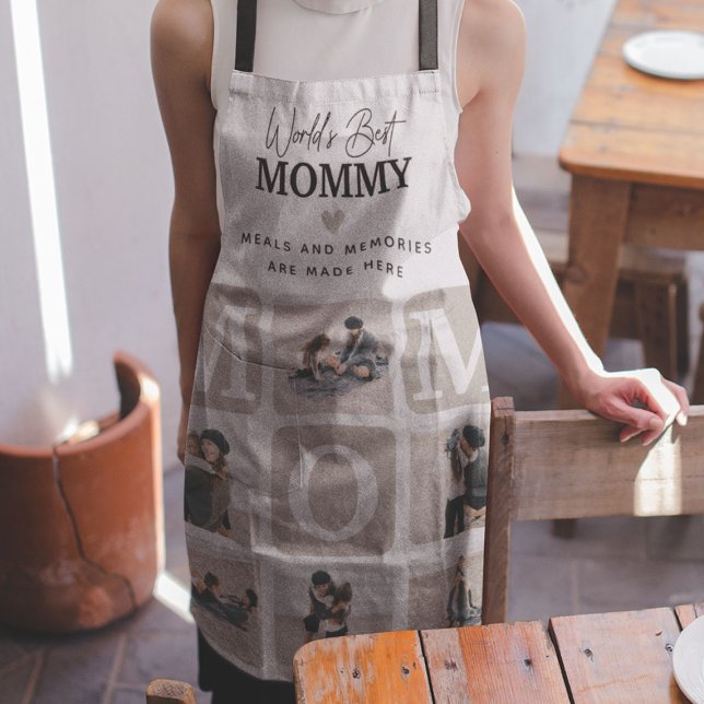 Modern Multi Photo Grid Cute MOM Gift Apron (Creator Uploaded)