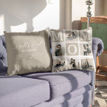 Modern Multi Photo Grid Cute MOM Gift  Throw Pillo Cushion<br><div class="desc">Create your very own MOM pillow with this modern multi-photo grid collage and text. Design features 6 Photographs with curved corner squares with the text MOM in neutral blocks that can be changed to any colour. On the reverse the text 'World's Best Mummy' with a cute mother quote that can...</div>