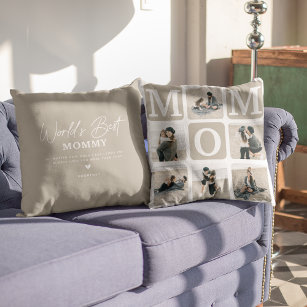Modern Multi Photo Grid Cute MOM Gift  Throw Pillo Cushion
