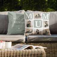 Modern Multi Photo Grid Cute MUM Gift  Cushion