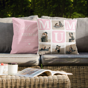 Modern Multi Photo Grid Cute MUM Gift  Cushion