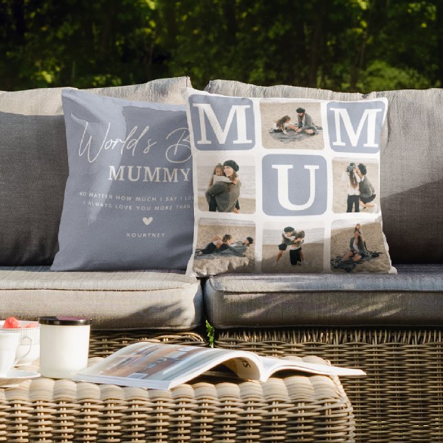 Modern Multi Photo Grid Cute MUM Gift  Cushion (Creator Uploaded)