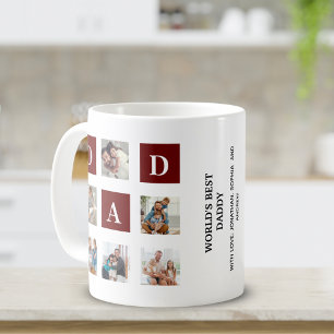 Modern multi-photo grid for dad coffee mug