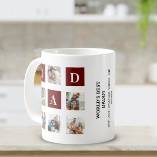 Modern multi-photo grid for dad coffee mug