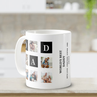 Modern multi-photo grid for dad coffee mug