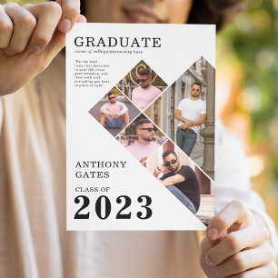 Modern Multi Photo Grid Graduation Graduate Announcement