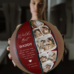 Modern Multi Photo Grid World's Best Dad Basketball