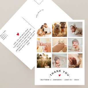 Modern Multi Photo New Baby Family Thank You Postcard