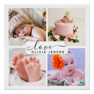 Modern Multi Photo Newborn Infant Poster