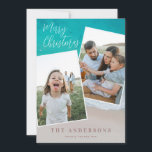 Modern multi photo ocean beach christmas holidays<br><div class="desc">Modern geometric multi photo ocean beach modern travel adventure christmas card. Featuring on trend script text and stunning beach ocean photography. Part of a collection.</div>