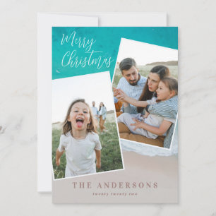 Modern multi photo ocean beach christmas holidays