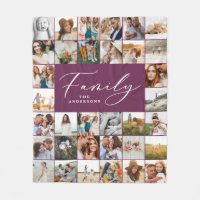Modern multi photo purple script family elegant
