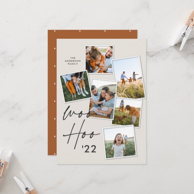 Modern multi photo rust christmas new year (Front/Back In Situ)