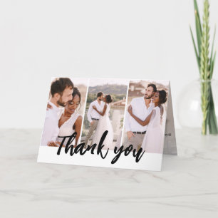 Modern Multi Photo Simple Wedding Thank You Card